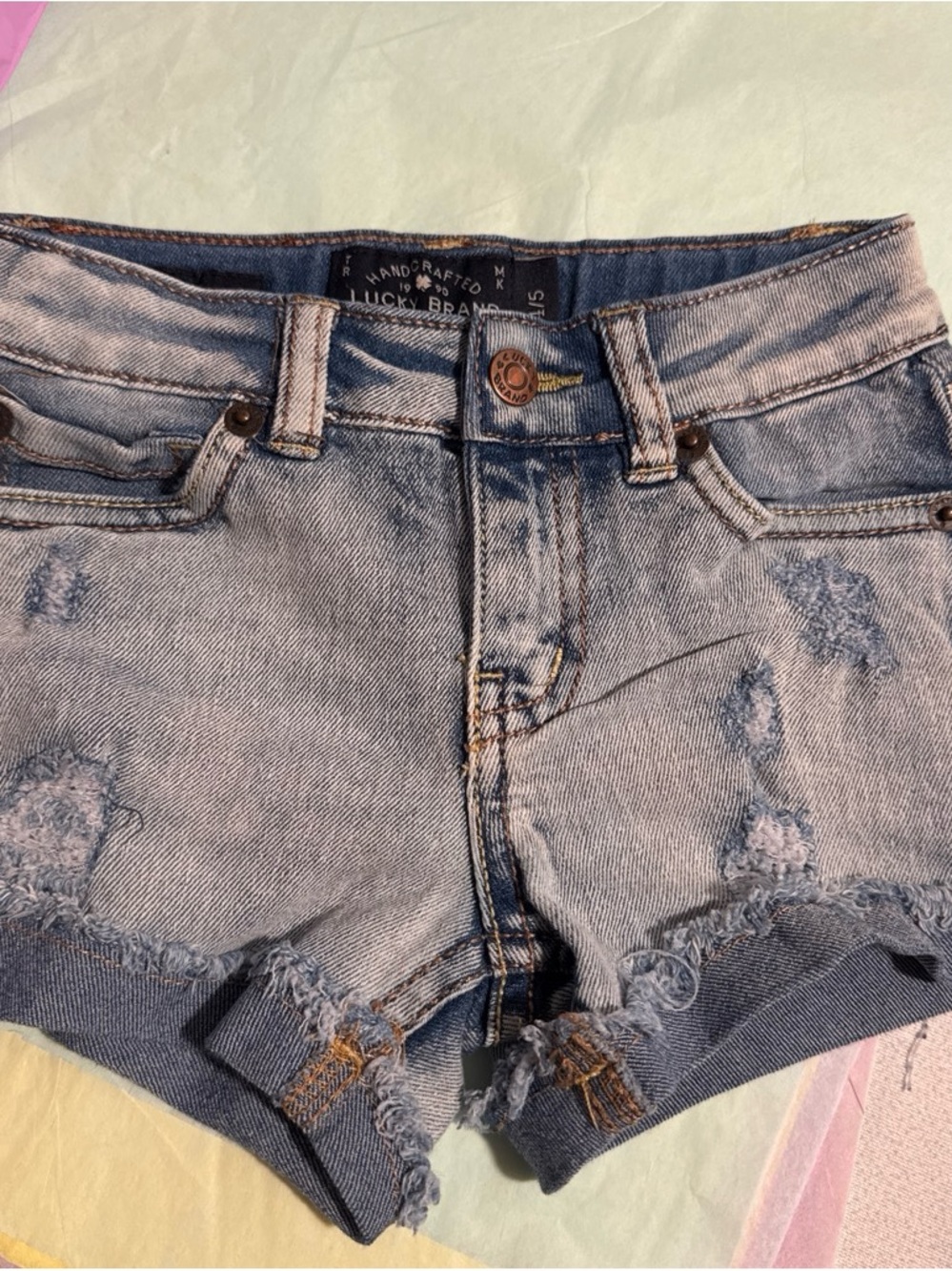 Lucky Brand Faded Blue Distressed Denim Shorts
